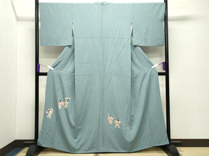 平和屋着物●色留訪問着 友禅 童子遊び たたき染め 正絹 逸品 CABC8104gh