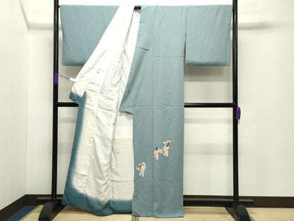 平和屋着物●色留訪問着 友禅 童子遊び たたき染め 正絹 逸品 CABC8104gh