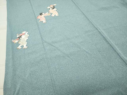 平和屋着物●色留訪問着 友禅 童子遊び たたき染め 正絹 逸品 CABC8104gh