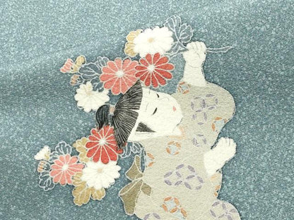 平和屋着物●色留訪問着 友禅 童子遊び たたき染め 正絹 逸品 CABC8104gh