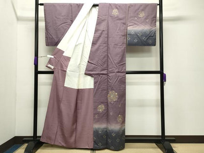平和屋着物●訪問着 紬地 玉虫 駒刺繍 草花文 金彩 やまと誂製 正絹 逸品 CABC8105gh