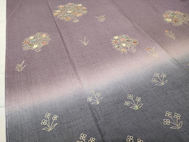 平和屋着物●訪問着 紬地 玉虫 駒刺繍 草花文 金彩 やまと誂製 正絹 逸品 CABC8105gh