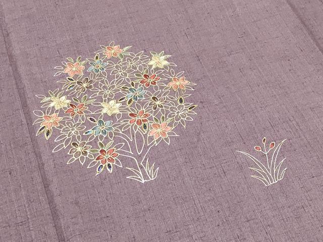 平和屋着物●訪問着 紬地 玉虫 駒刺繍 草花文 金彩 やまと誂製 正絹 逸品 CABC8105gh