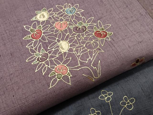 平和屋着物●訪問着 紬地 玉虫 駒刺繍 草花文 金彩 やまと誂製 正絹 逸品 CABC8105gh