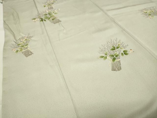 平和屋着物●訪問着 手描き 刺繍 草木文 正絹 逸品 CABC8107gh