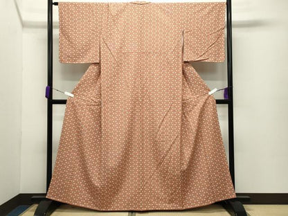 平和屋着物●上質な小紋 毘沙門亀甲 鬼しぼ縮緬 正絹 逸品 未使用 CABC8108gh