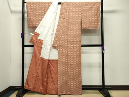 平和屋着物●上質な小紋 毘沙門亀甲 鬼しぼ縮緬 正絹 逸品 未使用 CABC8108gh