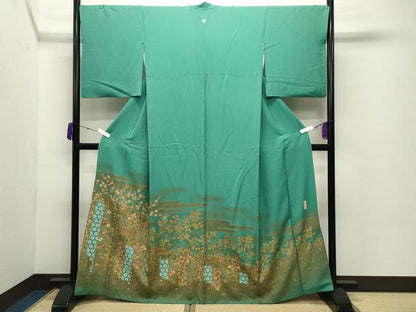 平和屋着物●中国三大刺繍 相良刺繍 色留袖 駒刺繍 松竹梅文 金彩 正絹 逸品 CABC8109gh