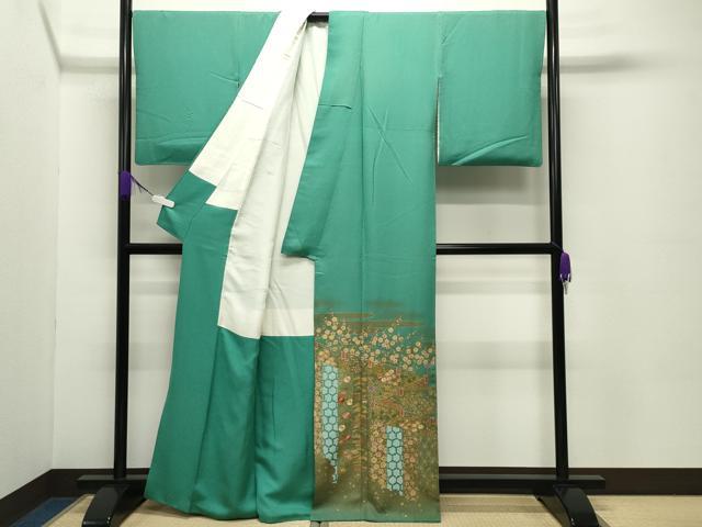 平和屋着物●中国三大刺繍 相良刺繍 色留袖 駒刺繍 松竹梅文 金彩 正絹 逸品 CABC8109gh