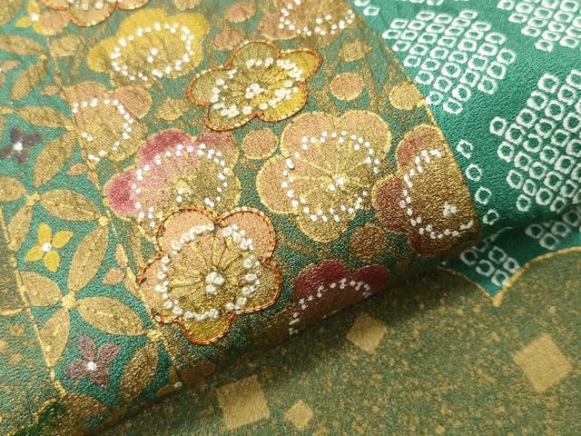 平和屋着物●中国三大刺繍 相良刺繍 色留袖 駒刺繍 松竹梅文 金彩 正絹 逸品 CABC8109gh