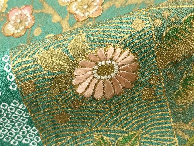 平和屋着物●中国三大刺繍 相良刺繍 色留袖 駒刺繍 松竹梅文 金彩 正絹 逸品 CABC8109gh