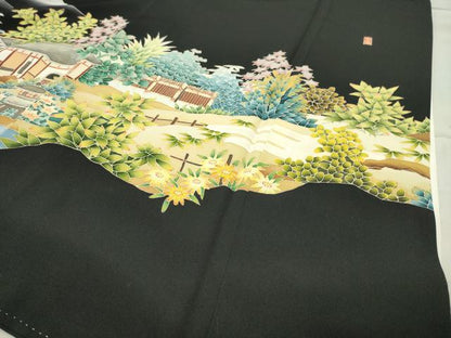 平和屋着物●本加賀友禅作家 北香園 黒留袖 風景文 正絹 逸品 CABC8111gh