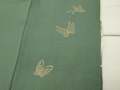 平和屋着物●訪問着 扇面鳳凰花文 暈し染め 金銀彩 正絹 逸品 CABC8114gh