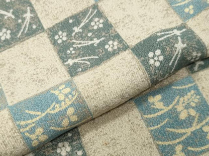 平和屋着物●上質な小紋 市松花蝶文 正絹 逸品 CABC8115gh