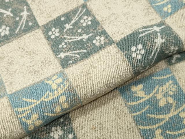 平和屋着物●上質な小紋 市松花蝶文 正絹 逸品 CABC8115gh