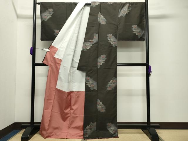 平和屋着物●本場大島紬 9マルキ 泥染め 地空き 風景花文 証紙付き 正絹 逸品 CABC8117gh