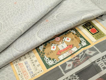 平和屋着物●都喜ヱ門 本場大島紬 白大島 9マルキ 花唐草文 藤絹織物謹製 証紙付き 正絹 逸品 CABC8118gh