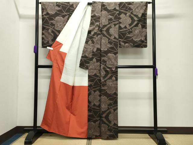 平和屋着物●本場大島紬 7マルキ 泥染め カトレア 久倉茂勝作 証紙付き 正絹 逸品 未使用 CABC8119gh