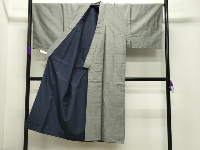 平和屋着物●男性 紬 アンサンブル 霞文 素鼠色 正絹 逸品 未使用 CABC8120gh