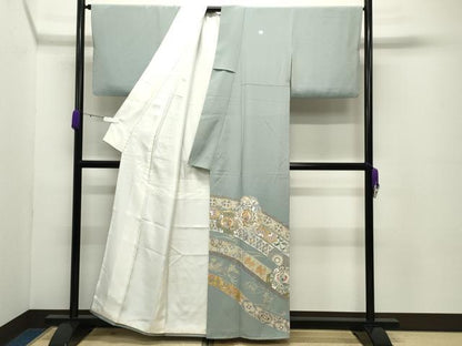 平和屋着物●豪華色留袖　作家物　駒刺繍　鳳凰花唐草文　金彩　正絹　逸品　CABC8125gh
