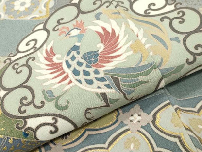平和屋着物●豪華色留袖　作家物　駒刺繍　鳳凰花唐草文　金彩　正絹　逸品　CABC8125gh
