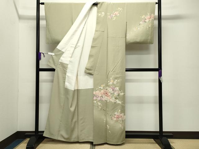 平和屋着物●訪問着 友禅 作家物 枝梅花文 正絹 逸品 未使用 CABC8127gh