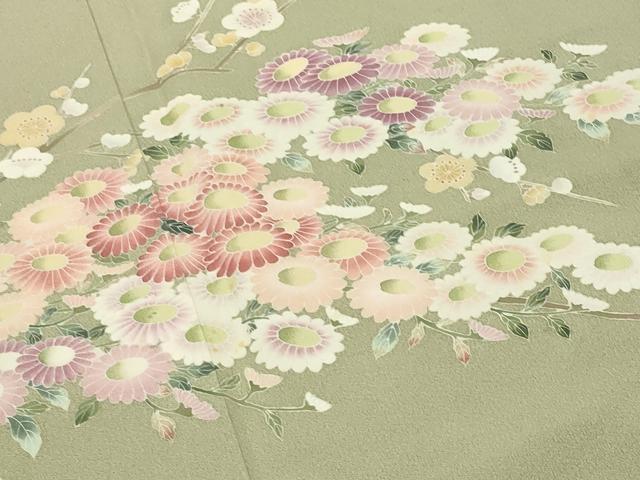 平和屋着物●訪問着 友禅 作家物 枝梅花文 正絹 逸品 未使用 CABC8127gh