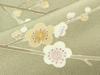 平和屋着物●訪問着 友禅 作家物 枝梅花文 正絹 逸品 未使用 CABC8127gh