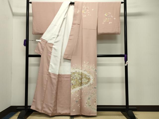 平和屋着物●訪問着 駒刺繍 地紙宝尽くし花文 暈し染め 金銀彩 正絹 逸品 CABC8129gh