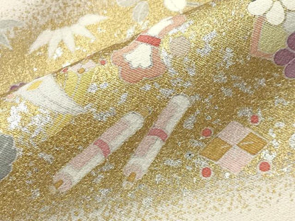 平和屋着物●訪問着 駒刺繍 地紙宝尽くし花文 暈し染め 金銀彩 正絹 逸品 CABC8129gh