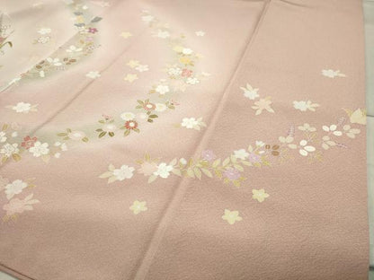 平和屋着物●訪問着 駒刺繍 地紙宝尽くし花文 暈し染め 金銀彩 正絹 逸品 CABC8129gh