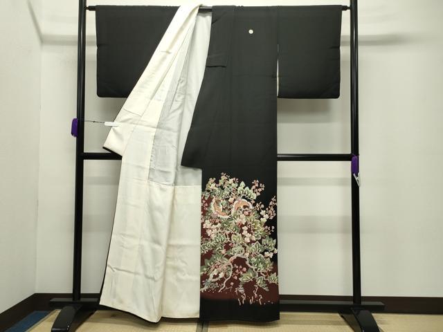 平和屋着物●豪華黒留袖 友禅 作家物 飛鶴松竹梅文 暈し染め 正絹 逸品 CABC8130gh