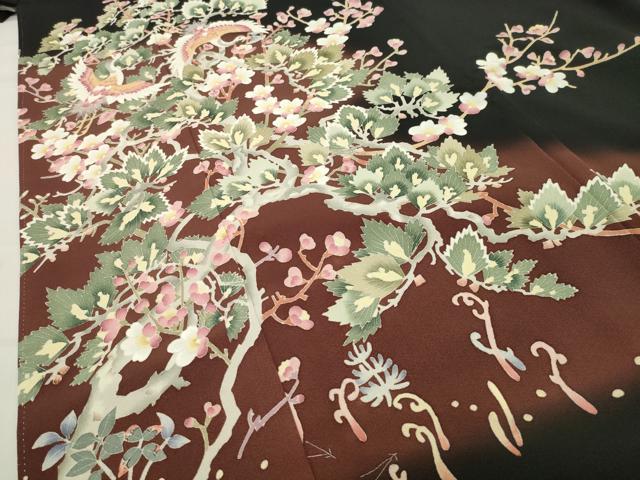 平和屋着物●豪華黒留袖 友禅 作家物 飛鶴松竹梅文 暈し染め 正絹 逸品 CABC8130gh