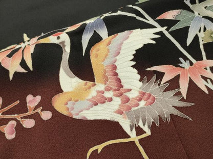 平和屋着物●豪華黒留袖 友禅 作家物 飛鶴松竹梅文 暈し染め 正絹 逸品 CABC8130gh
