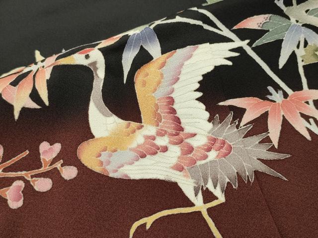 平和屋着物●豪華黒留袖 友禅 作家物 飛鶴松竹梅文 暈し染め 正絹 逸品 CABC8130gh