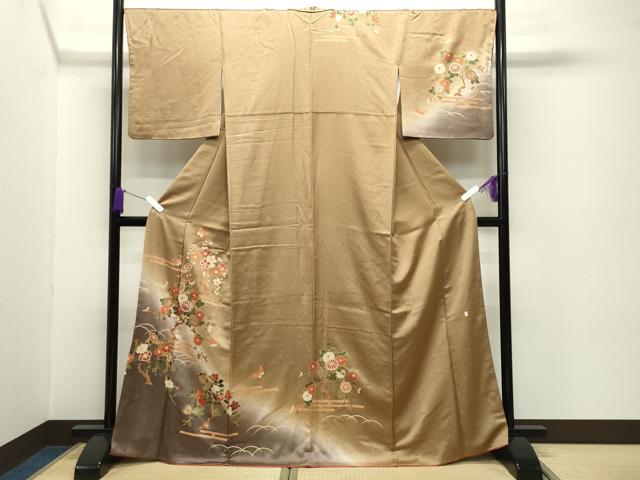 平和屋着物●十日町老舗ブランド 吉澤友禅 吾妻徳穂 訪問着 花蝶文 暈し染め 金彩 正絹 逸品 CABC8131gh