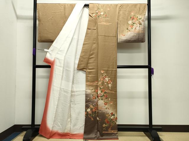 平和屋着物●十日町老舗ブランド 吉澤友禅 吾妻徳穂 訪問着 花蝶文 暈し染め 金彩 正絹 逸品 CABC8131gh