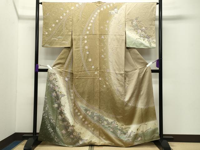 平和屋着物●訪問着 辻が花 絞り 暈し染め 金彩 正絹 逸品 CABC8132gh