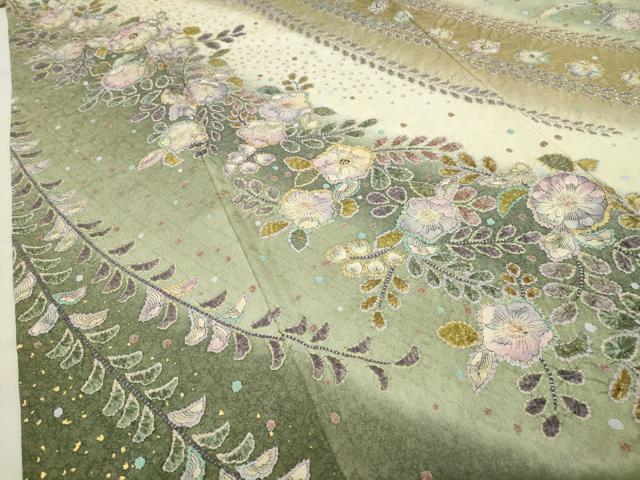 平和屋着物●訪問着 辻が花 絞り 暈し染め 金彩 正絹 逸品 CABC8132gh