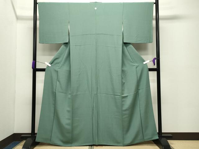 平和屋着物●上質な色無地　老竹色　正絹　逸品　CABC8137gh
