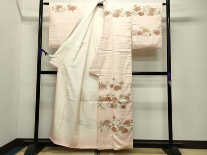 平和屋着物●訪問着 駒刺繍 枝花文 金彩 正絹 逸品 CABC8138gh