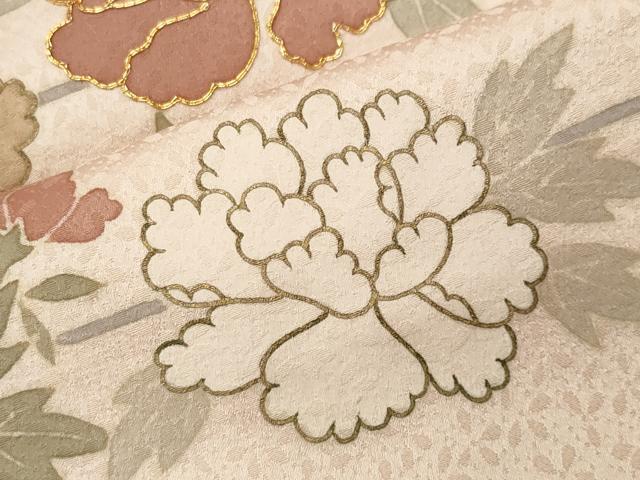 平和屋着物●訪問着 駒刺繍 枝花文 金彩 正絹 逸品 CABC8138gh