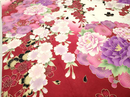 平和屋着物●豪華振袖 刺繍 舞梅花文 暈し染め 金彩 正絹 逸品 CABC8139gh