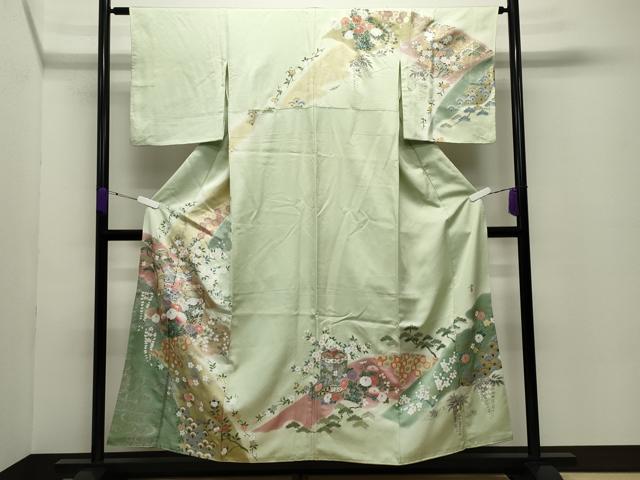 平和屋着物●訪問着 作家物 貝桶花文 暈し染め 金銀彩 正絹 逸品 CABC8140gh