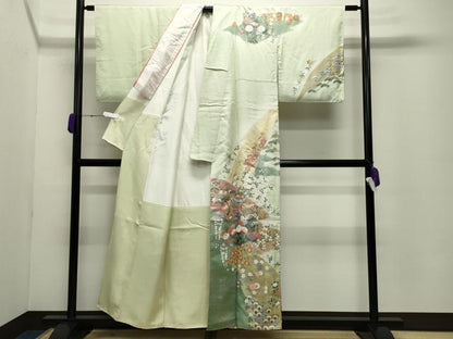 平和屋着物●訪問着 作家物 貝桶花文 暈し染め 金銀彩 正絹 逸品 CABC8140gh