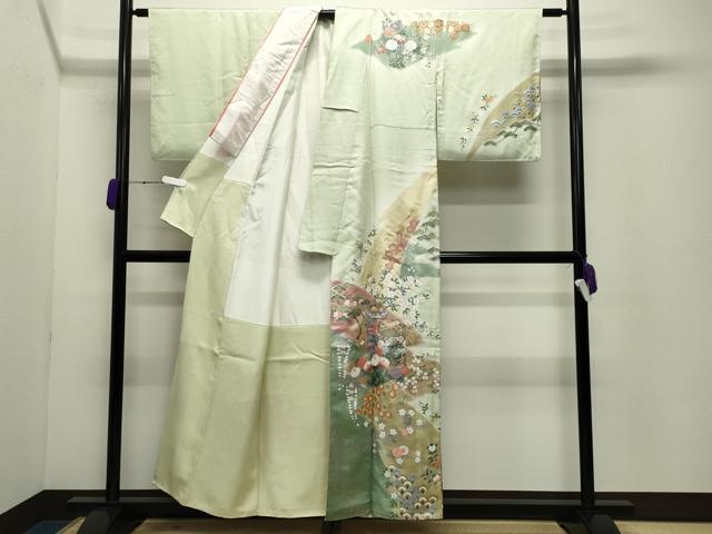 平和屋着物●訪問着 作家物 貝桶花文 暈し染め 金銀彩 正絹 逸品 CABC8140gh
