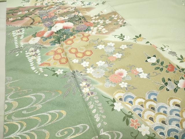 平和屋着物●訪問着 作家物 貝桶花文 暈し染め 金銀彩 正絹 逸品 CABC8140gh