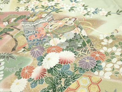 平和屋着物●訪問着 作家物 貝桶花文 暈し染め 金銀彩 正絹 逸品 CABC8140gh