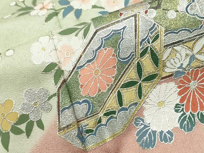 平和屋着物●訪問着 作家物 貝桶花文 暈し染め 金銀彩 正絹 逸品 CABC8140gh