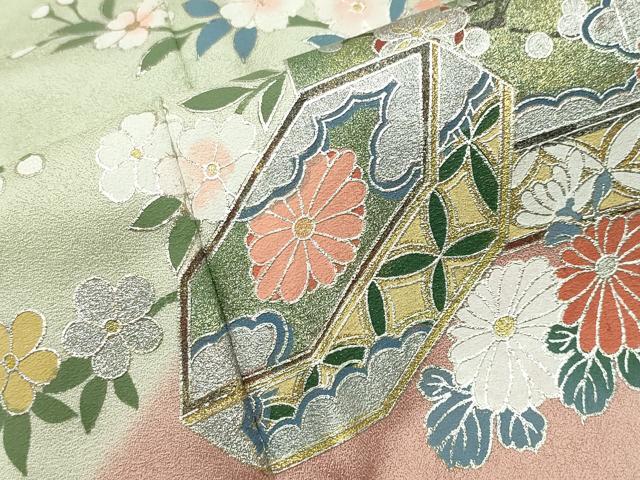平和屋着物●訪問着 作家物 貝桶花文 暈し染め 金銀彩 正絹 逸品 CABC8140gh